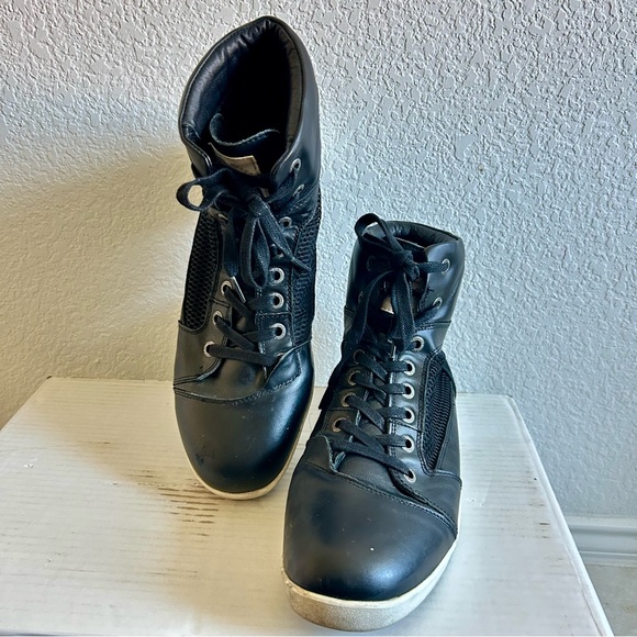 Indian Motorcycle Hi-Top Mesh Riding Sneakers 12 Black Vibram Soles Lace Up - Picture 1 of 16